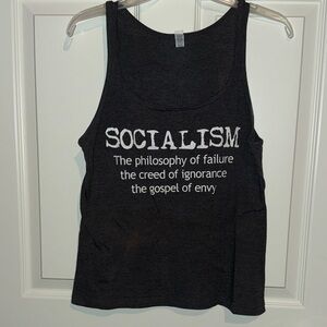 Black Graphic Political Humor Tank Top